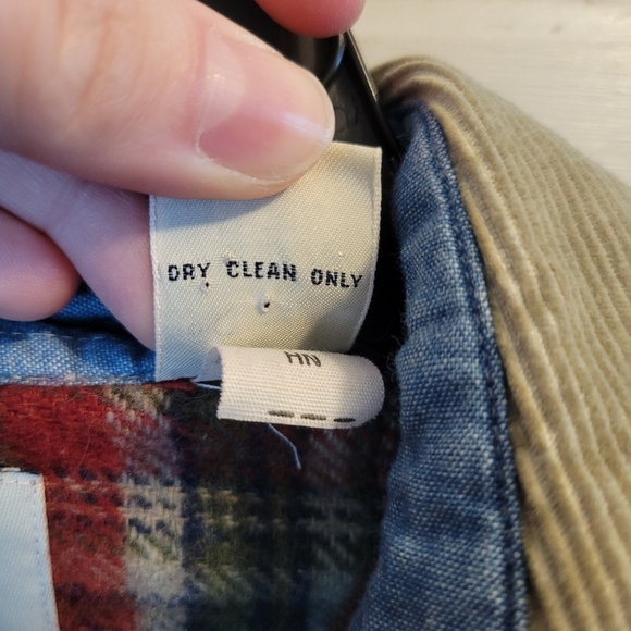 Y2K GAP Wool Red Green Plaid Flannel Button Up Shacket With Corduroy Collar - Picture 7 of 7